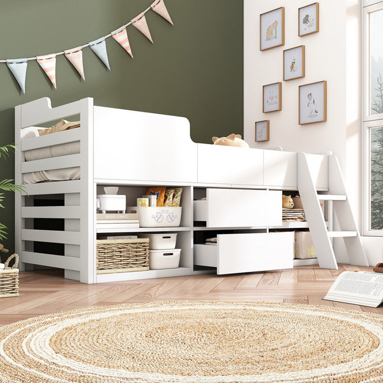 3Ft 90Cm X 190Cm Single Low Sleeper Cabin Bed With Drawers And Shelves